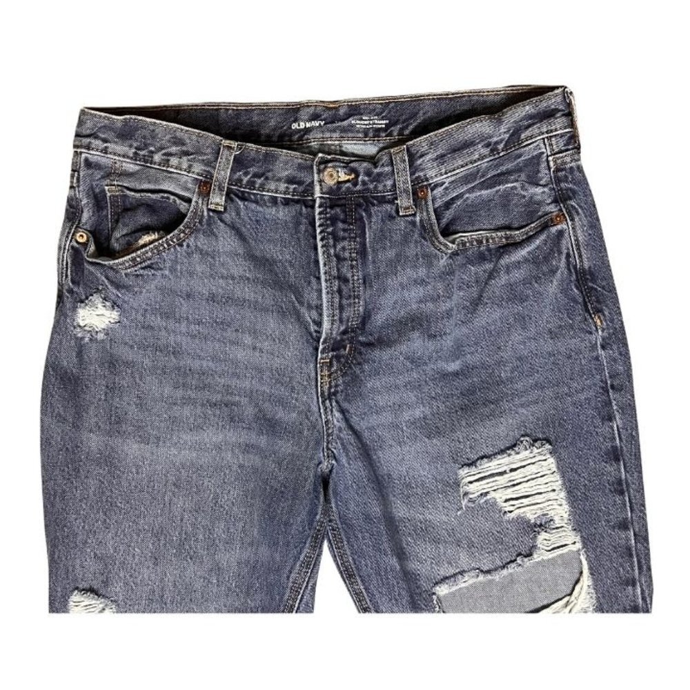 Old Navy High Rise Slouchy Straight Ripped Denim Jeans (Womens14) - Picture 3 of 8
